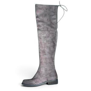 NWOB Nine West Gray Over-the-Knee/ Thigh High Boots Tie Top sz 7